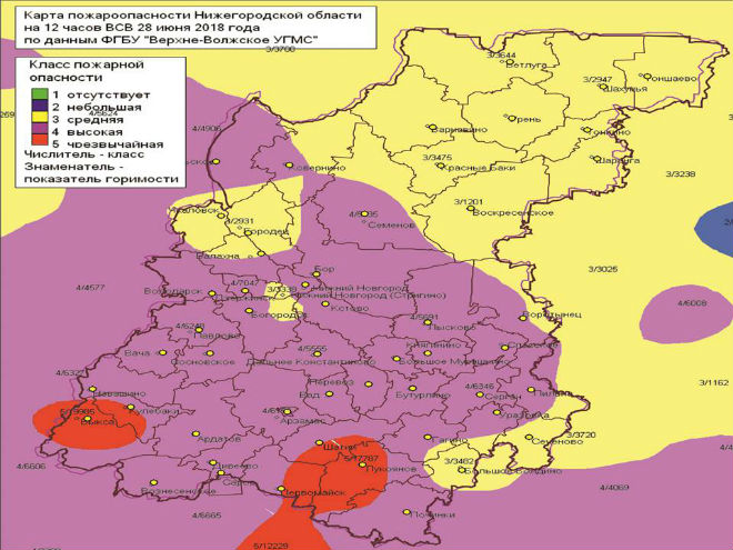 Карта пожароопасности нижегородской